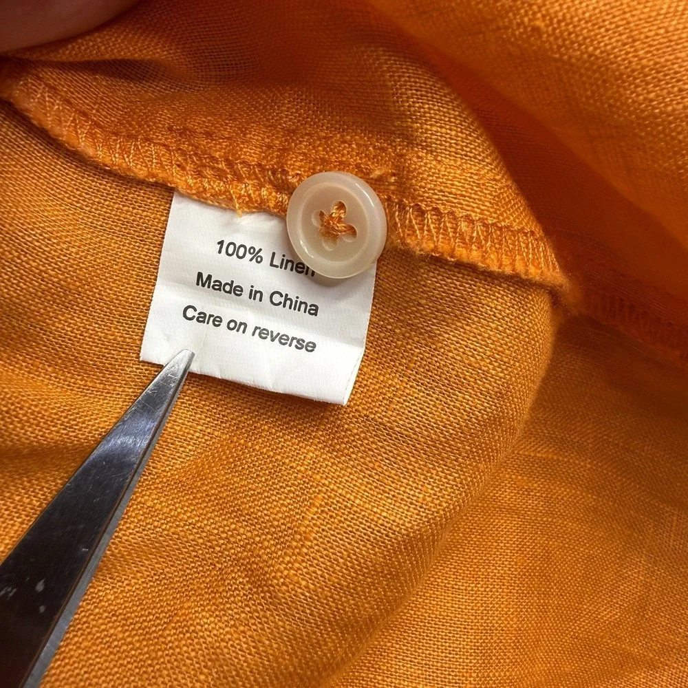 Hiho Tortola Linen Shirt Dress Womens Medium Button Up Boho Beachy Vacation READ - Picture 5 of 14